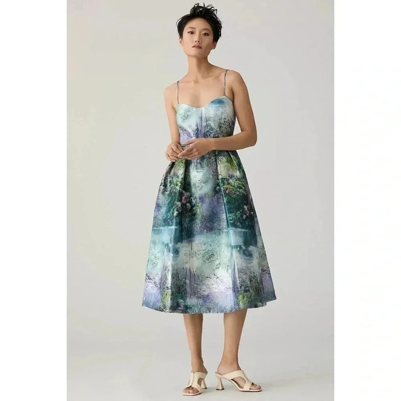 Anthropologie ML Monique Lhuillier Metallic Sweetheart Dress Cocktail *flaw* - Picture 1 of 17
